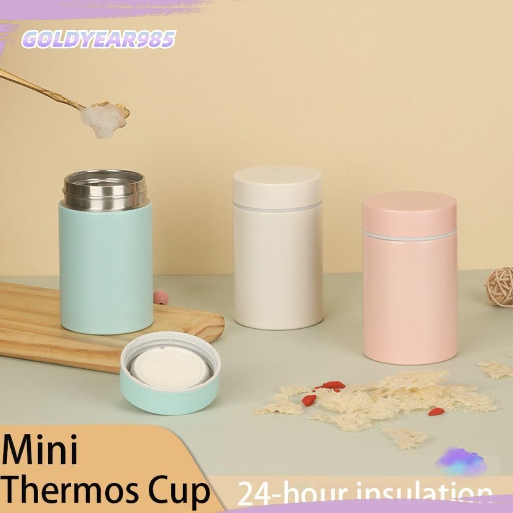 ทอง985ถ้วยฉนวนกันความร้อน,กระเป๋ามินิสีขาวเชื้อราขวดน้ําความร้อน,น่ารักสแตนเลส260มล แบบพกพา บีกเกอร์ประสาน คนงานนัก