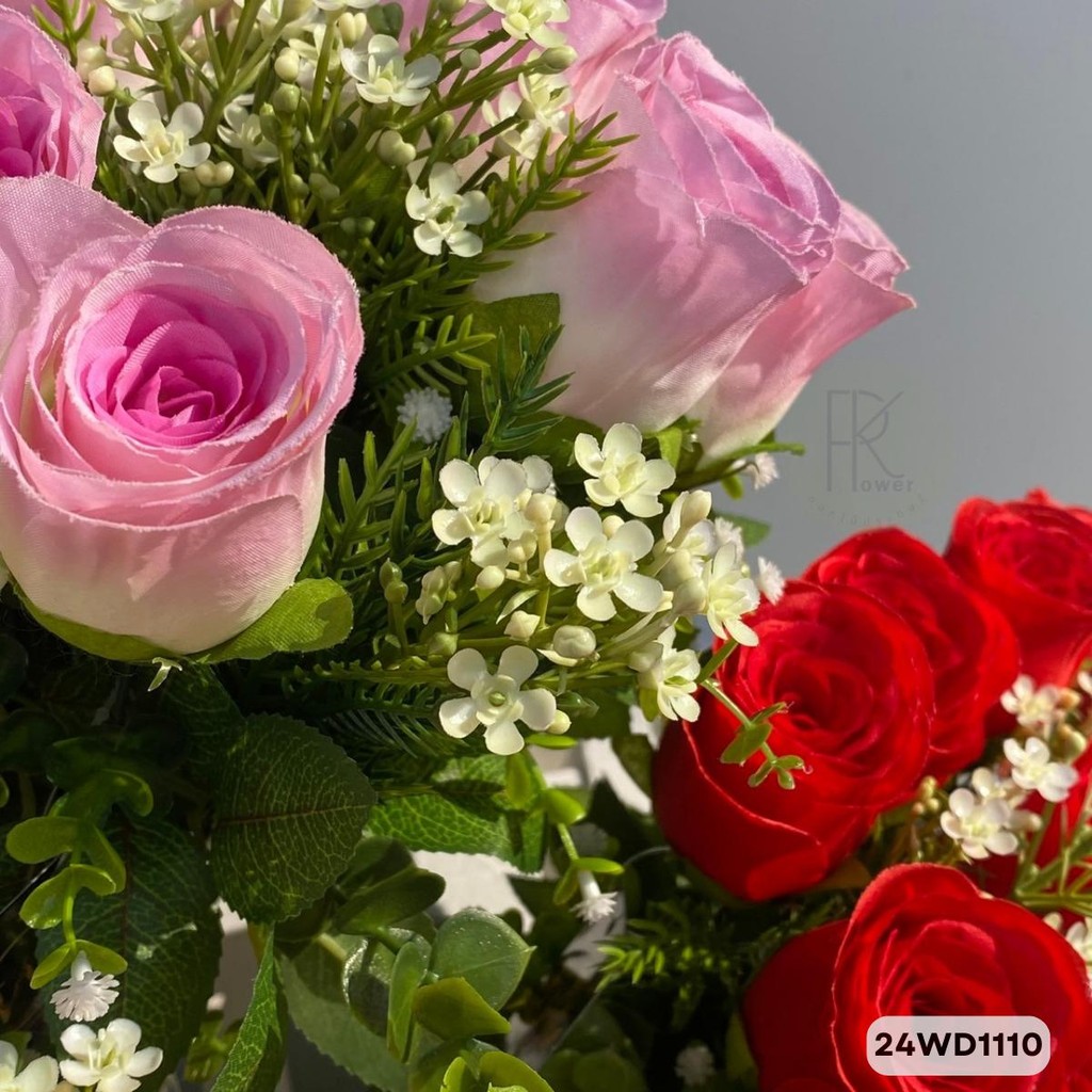 กุหลาบช่อ 30 ก้าน 20 ดอกแซมดอกดาว ดอกไม้ประดิษฐ์ ขนาดความยาว50cm.หน้าดอก 5 cm. - รูปที่ 2