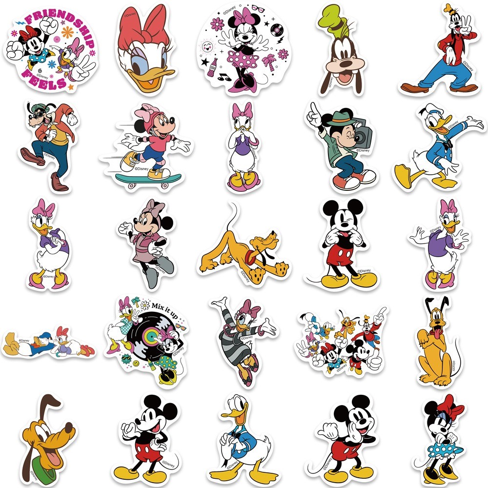 พร้อมส่ง Disney Mickey mouse pooh donald duck มิกกี้ 50 แผ่น พีวีซี กันน้ำ สติ๊กเกอร์
