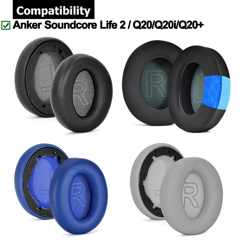 1 คู่แผ่นรองหูฟังเบาะสําหรับ Anker Soundcore Life 2 / Q20 / Q20 + / Q20i / Q20BT ชุดหูฟัง Earpads หู