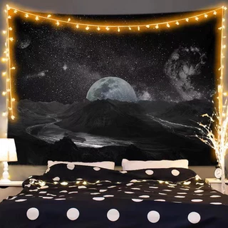 ผ้าพื้นหลัง Agirl Healing Moon Starry Sky ผ้าแขวน ผ้าเช่า ผ้าคลุมผนังบ้าน ผ้าผนังน่าเกลียด ภาพวาดตกแต่ง ผ้าพื้นหลังระดับสูง