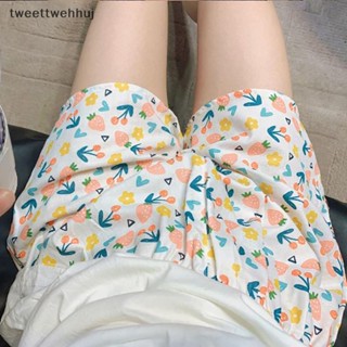 Tw ฤดูร้อน ใหม่ ดอกไม้ หวาน หลวม บ้าน สบาย ๆ เอวยางยืด ชุดนอน กางเกงขาสั้น ผู้หญิง huj