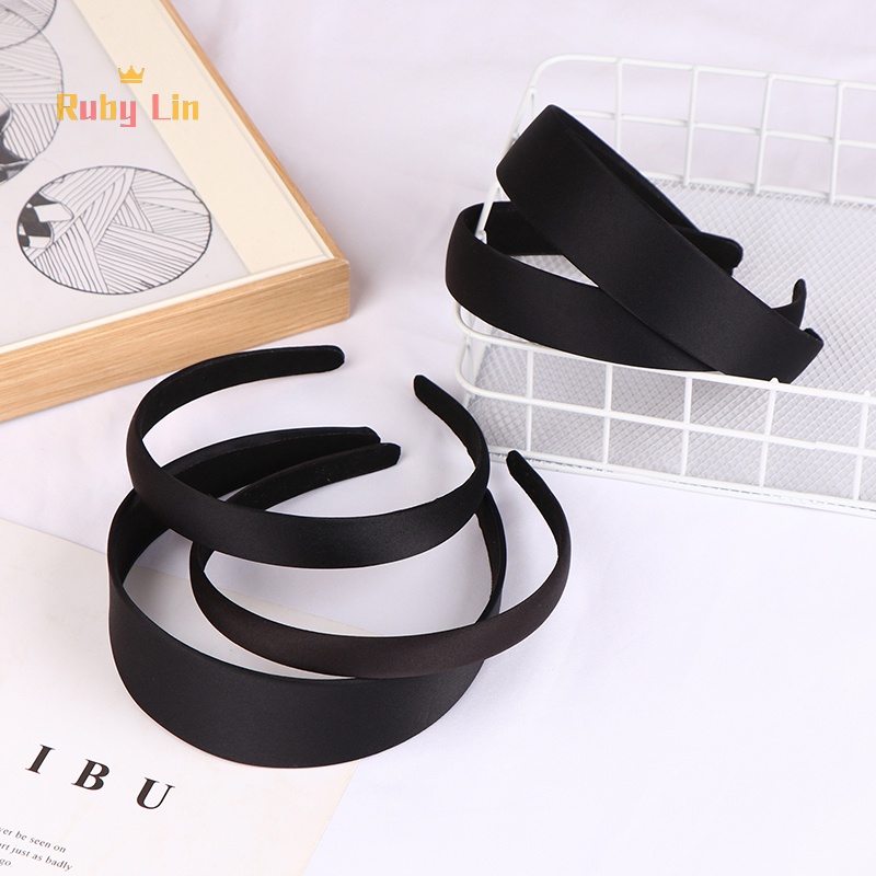 Ruby Lin มินิมอล ที่คาดผมสีดํา สีพื้น กันลื่น ที่คาดผม สําหรับเด็กผู้หญิง DIY ที่คาดผม เครื่องประดับผม ดี