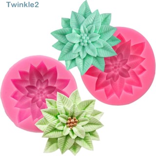 Twinkle แม่พิมพ์ซิลิโคนเรซิ่น รูปใบไม้ สีชมพู 6.3*6.3*1.4 ซม. สําหรับทําสบู่ ฟองดองท์ 2 ชิ้น