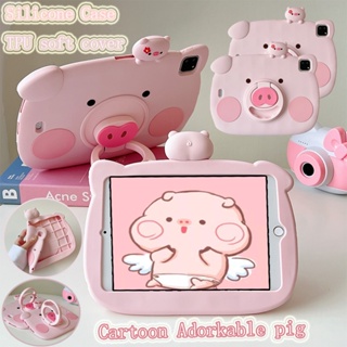 For iPad 10 9 Gen8 Gen7 Gen6 Gen9 10.2 Gen10 Air5 Air4 10.9 Pro 11 2022 2018 10.5 9.7 2017 Air 5 4 3 2 1 mini 6 เปลือก 3D Cartoon Adorkable pig Soft Cover TPU Silicone case 360° หมุน ถาดป้องกันแบน การ์ตูนที่เป็นที่นิยมของแฟชั่น ปลอกซิลิโคนป้องกันการตก