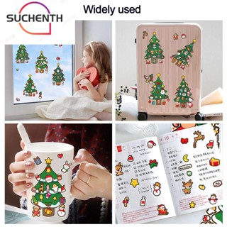 Suchenth สติกเกอร์ ลายการ์ตูนซานต้า สโนว์แมน 6 ชิ้น สําหรับตกแต่งต้นคริสต์มาส DIY