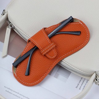 SENSES// INS Sunglasses Bag Genuine Leather Portable Anti-Pressure Reading Glasses Sun Glasses Protective Cover Female Glasses Clip Fashion Glasses Bag JGok