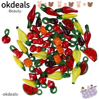 Okdeals ลูกปัดแก้ว รูปผัก ผลไม้ 10 แบบ 50 ชิ้น