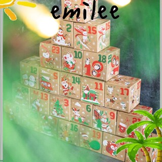 Emilee กล่องขนม กล่องของขวัญ ปฏิทินนับถอยหลัง คริสต์มาส DIY 24 ชิ้น