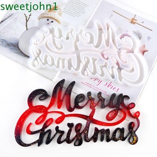 Sweetjohn แม่พิมพ์ซิลิโคนเรซิ่น อีพ็อกซี่ รูปตัวอักษร Merry Christmas สําหรับทําเครื่องประดับ DIY