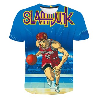 เสื้อยืด พิมพ์ลายอนิเมะ Slam Dunk แฟชั่นยอดนิยม สไตล์ฮาราจูกุ