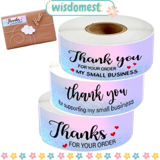 Wisdomest สติกเกอร์ Thank You ขนาดเล็ก 1x3 นิ้ว สําหรับตกแต่งบรรจุภัณฑ์ 120 ชิ้น ต่อม้วน