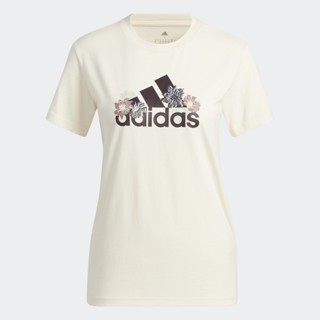 adidas ไลฟ์สไตล์ เสื้อยืดพิมพ์ลาย Floral ผู้หญิง สีเบจ HM6259