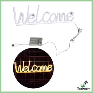 ป้ายไฟนีออน Welcome ใช้แบตเตอรี่ สําหรับตกแต่งหน้าต่างห้องเกม