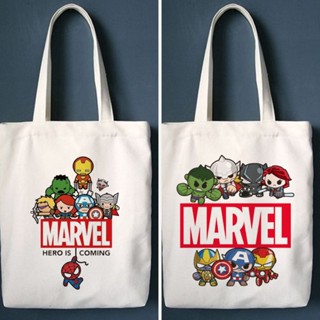 Dra กระเป๋าโท้ทแฟชั่น ผ้าแคนวาส ลาย Marvel Avengers Lucu Tas goodie น่ารัก สไตล์เกาหลี สําหรับเด็กผู้ชาย วันเกิด Kpop NCT DREAM 127 AYRD