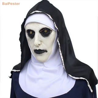 [BaiPester] หน้ากากยาง รูป The Horror Scary Nun พร้อมผ้าพันคอ สําหรับแต่งคอสเพลย์ฮาโลวีน