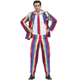 [0630]M-XL Personalized Holiday Party Suit-Rainbow Jazz Performance Wear mens clothing role-playing performance wear cosplay Halloween  costume ball stage wearComic  costumes Anim