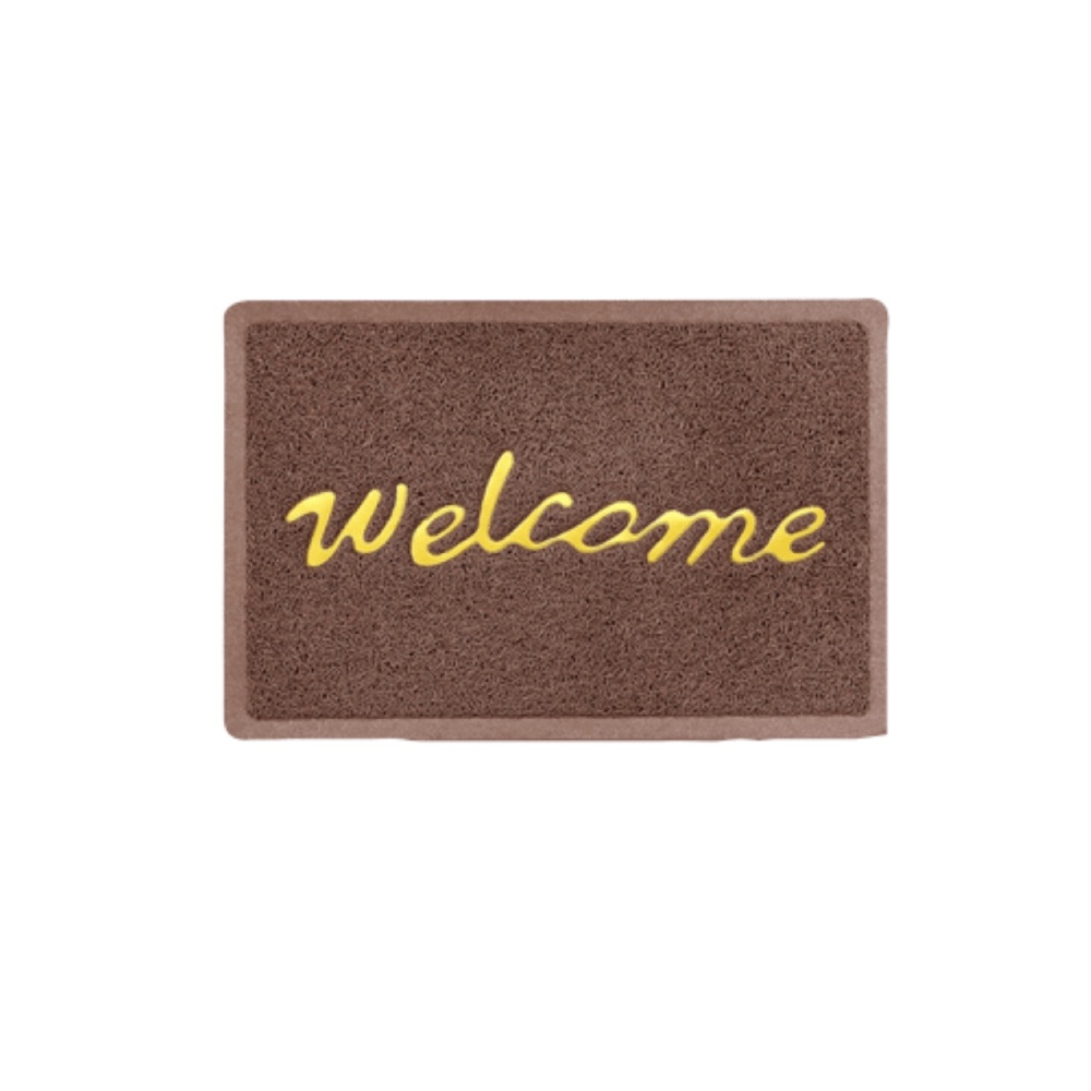 GlobalHouse GRAFFE พรมเช็ดเท้าดักฝุ่น WELCOME รุ่น CARA-BR ขนาด 40x60x1.2 ซม. สีน้ำตาล สินค้าของแท้ค