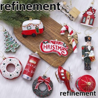 Refinement จี้แขวนกล่องจดหมาย รูปกลองไม้เท้า หลากสี สําหรับตกแต่งต้นคริสต์มาส