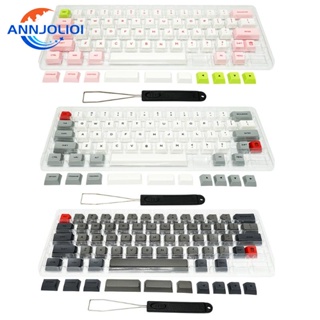 Ann ปุ่มกดคีย์บอร์ด 64 คีย์ PBT แบบหนา สองสี สําหรับคีย์บอร์ดเล่นเกม GK64