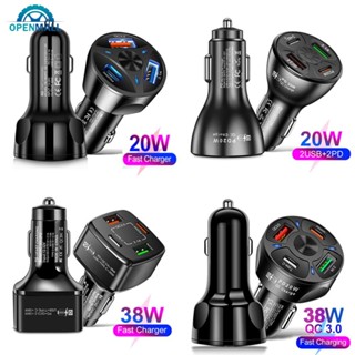 Openmall QC3.0 หัวชาร์จ USB Type-C ชาร์จเร็ว หลายพอร์ต สําหรับรถยนต์ G1L2