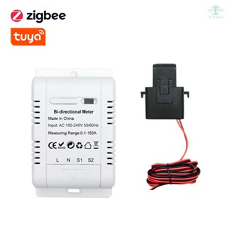 Tuya ZigBee Intelligent Bidirectional Single-phase Energy Meter Solar PV System Power Production Consumption Monitoring Meter Transformer Power Monitor with 150A CT