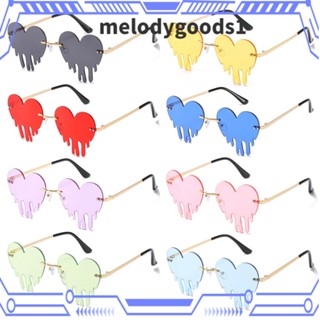 Melodygoods1 แว่นตากันแดด ไร้ขอบ รูปหัวใจ สําหรับปาร์ตี้ฮาโลวีน UV400