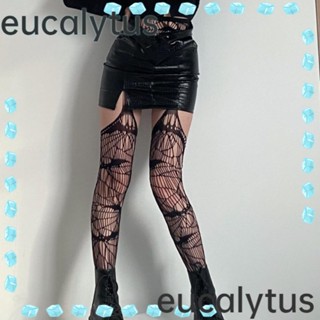 Eucalytus1 ถุงน่องเลกกิ้ง ผ้าฝ้าย และผ้าเชียร์ แบบบาง และผ้าตาข่าย สไตล์โกธิค สําหรับผู้หญิง