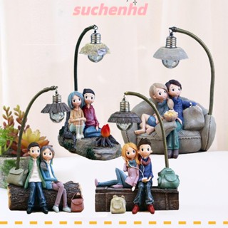 Suchenhd โคมไฟกลางคืน LED เรซิ่น รูปการ์ตูนคู่รัก สร้างสรรค์ สําหรับตั้งโต๊ะ วันวาเลนไทน์ ข้างเตียง