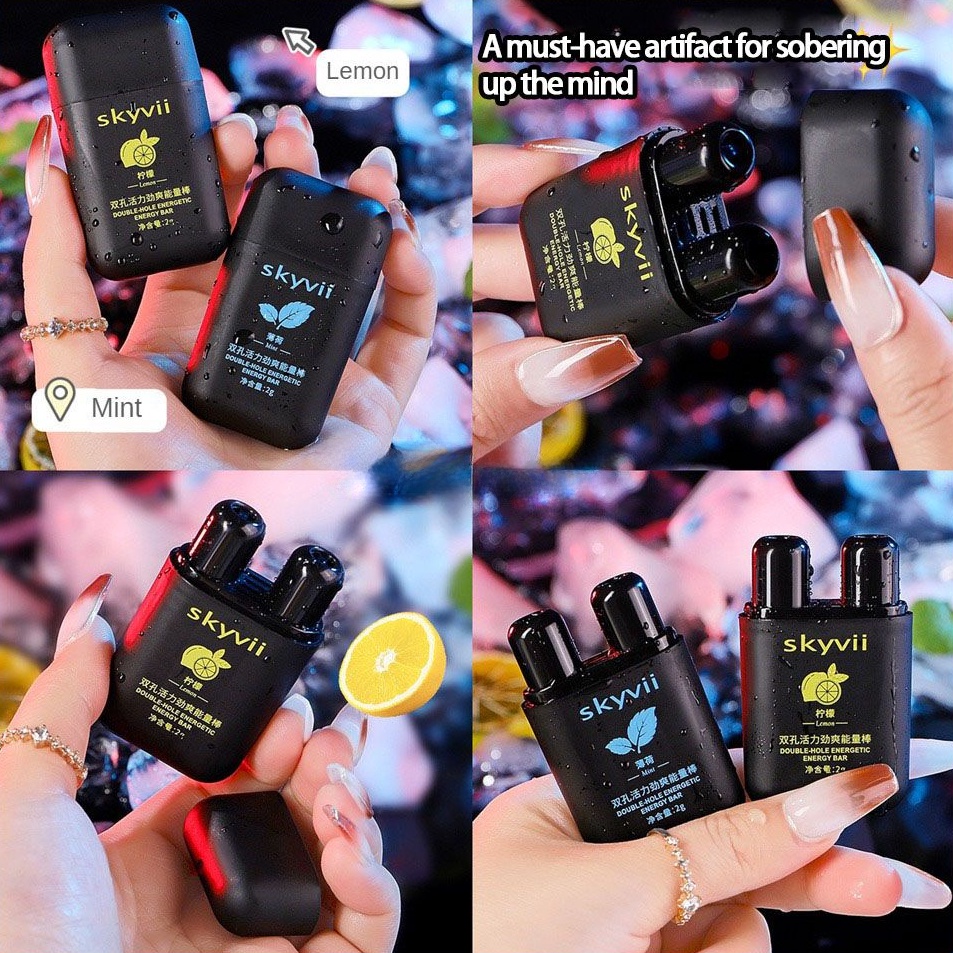 Skyvii Vitality กล่องสมุนไพรสูดดม ทําความสะอาดจมูก แบบสองรู ป้องกันการนอนหลับ | Suxin1