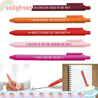 SOLIGHTER ปากกาลูกลื่น เจล สีดํา ยืดหดได้ สําหรับนักเรียน สํานักงาน บ้าน 5 ชิ้น