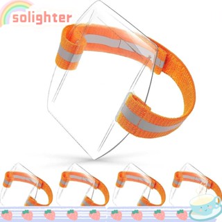 Solighter กระเป๋าใส่บัตรประจําตัว แขน แบบใส ปรับได้ สีส้ม สําหรับผู้หญิง 5 ชิ้น