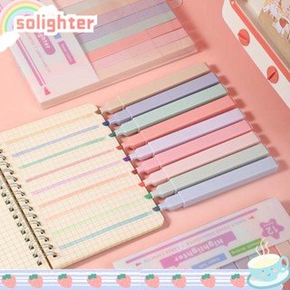 Solighter ปากกาไฮไลท์ สีพาสเทลน่ารัก เรืองแสง สําหรับนักเรียน