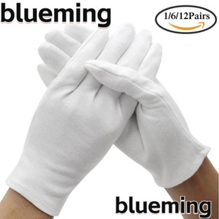 Blueming2 ถุงมือผ้าฝ้าย แบบหนา สีขาว สําหรับทําความสะอาดเครื่องประดับ