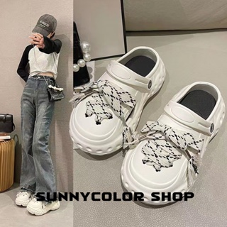 SUNNYCOLOR  รองเท้าแตะหญิง รองเท้าหัวโต แฟชั่น ธรรมดา ใส่สบายๆ 2023ใหม่ B91H0NF 36Z230909