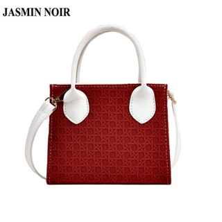 Jasmin NOIR กระเป๋าถือ กระเป๋าสะพายไหล่ หนัง PU ทรงสี่เหลี่ยม สีตัดกัน สําหรับสตรี