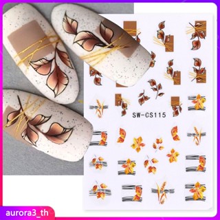 【จัดส่ง】สติ๊กเกอร์ติดเล็บใหม่ INS ลมเรขาคณิตใบเมเปิ้ลฤดูใบไม้ร่วงวันขอบคุณพระเจ้าดอกไม้คริสต์มาสกาวสติกเกอร์