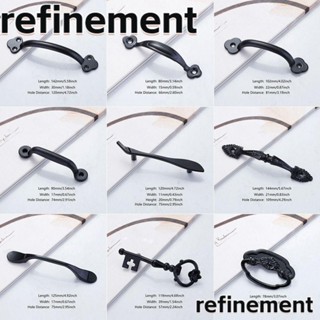 Refinement ที่จับประตูลิ้นชัก โลหะผสมสังกะสี สีดํา ทนทาน สําหรับตกแต่งบ้าน เฟอร์นิเจอร์ 6 ชิ้น