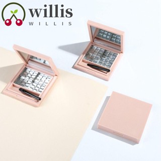 Willis กล่องใส่เครื่องสําอาง พาเลทเปล่า 6 ช่อง 4 ช่อง พลาสติก ทรงสี่เหลี่ยม สีชมพู สําหรับอายแชโดว์ บลัชออน