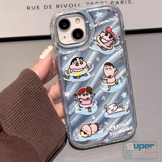 เคสโทรศัพท์มือถือแบบนิ่ม ลายการ์ตูนชินจัง 3D พร้อมช่องใส่บัตร สําหรับ IPhone 11 14 13 12 15 Pro MAX 7 6S 8 6 Plus XR XS X MAX 15Plus SE 2020