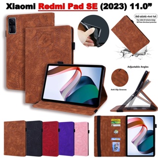 เคสแท็บเล็ตหนัง ฝาพับแม่เหล็ก กันกระแทก พร้อมช่องใส่บัตร และขาตั้ง สําหรับ Xiaomi Redmi Pad SE 2023 11.0 นิ้ว