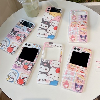 เคสโทรศัพท์มือถือ แบบฝาพับ กันกระแทก ลายการ์ตูน Sanrio Kuromi Melody น่ารัก สําหรับ Samsung Galaxy Z Flip 5 4 3 5G Z Flip4 Flip3 Z Flip5