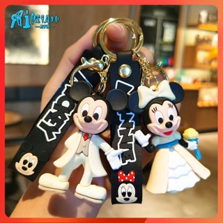 Rtock พวงกุญแจ จี้ตุ๊กตาฟิกเกอร์ Disney Mickey Minnie ของขวัญคู่รัก สําหรับห้อยกระเป๋าเป้สะพายหลัง