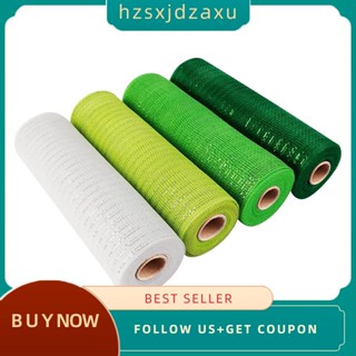 【hzsxjdzaxu】4 ม้วน Patricks Day ริบบิ้นตาข่าย พลาสติก โพลี ลายดอกไม้ สีเขียว สีขาว 10 นิ้ว X 30 ฟุต