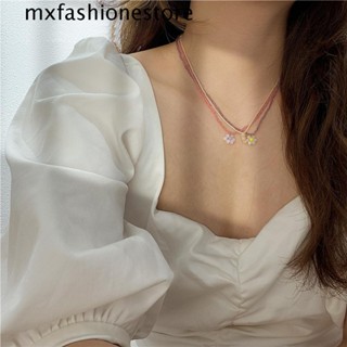 Mxfashione สร้อยคอลูกปัดดอกไม้น่ารัก หวานแหวว เครื่องประดับปาร์ตี้ สําหรับผู้หญิง