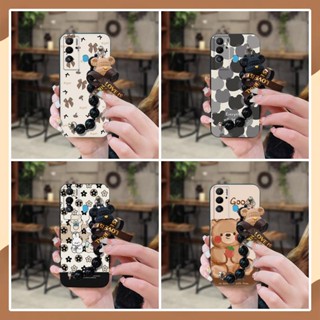 Simplicity Dirt-resistant Phone Case For Tecno Pova Neo Skin-friendly feel Waterproof cute silicone soft case Bear bracelet