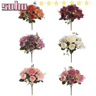 Suhuhd ดอกกุหลาบประดิษฐ์ ผ้าไหม สไตล์เรโทร สําหรับตกแต่งบ้าน DIY
