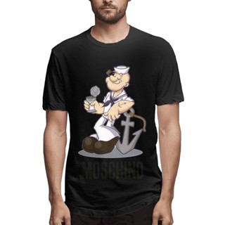 GILDAN 【คลาสสิค ขายดี】เสื้อยืดผ้าฝ้าย พิมพ์ลายการ์ตูน Moschino Popeye แข็งแรง ของขวัญวันเกิด