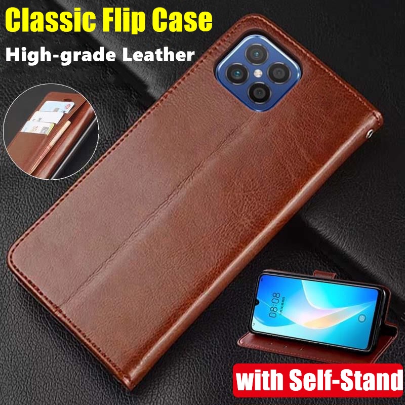 สําหรับ Huawei Honor X8 4G TFY-LX1 TFY-LX2 TFY-LX3 ของแท้หนังกระเป๋าสตางค์ Vintage พับกรณีป้องกันพร้