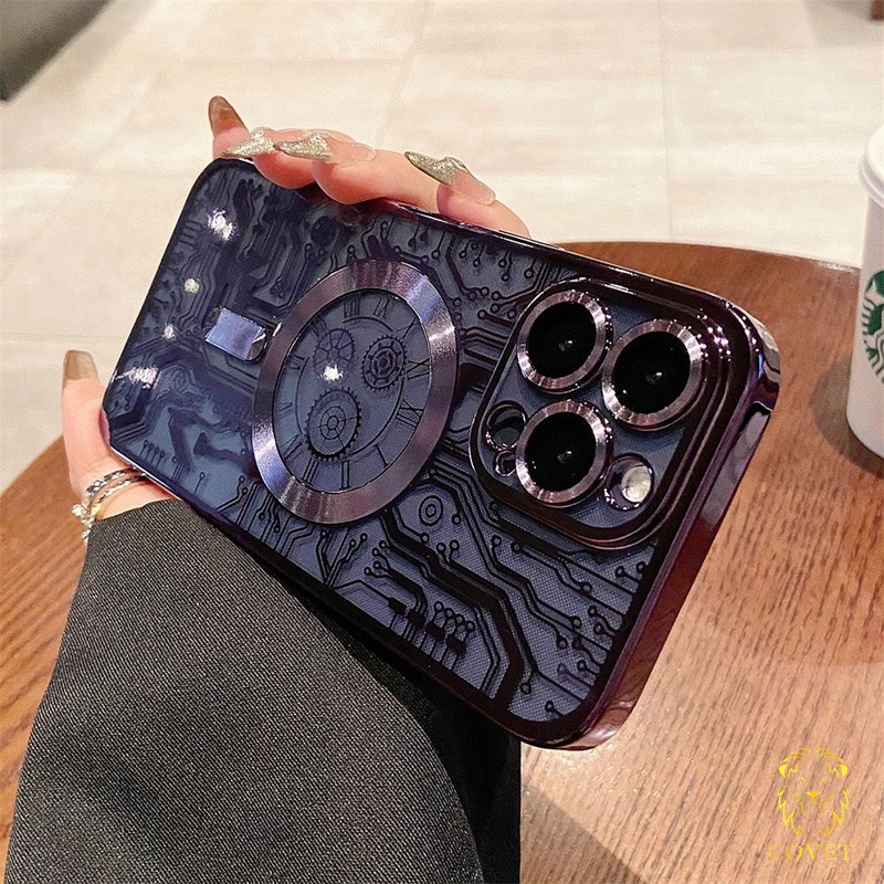 COVET Covet เคสโทรศัพท์มือถือแบบนิ่ม ใส กันกระแทก ลายวงจรบอร์ด หรูหรา สําหรับ IPhone 15 14 13 12 11 Pro Max Plus